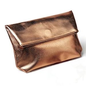 Bare Escentuals Bronze Snake Print Clutch & Hair Clips